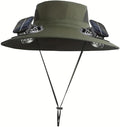 Solar Fan Hats for Men Removable Wide Brim Sun Hat Outdoor Hats with 2 Fans Built in Sun Protection Fishing Hat