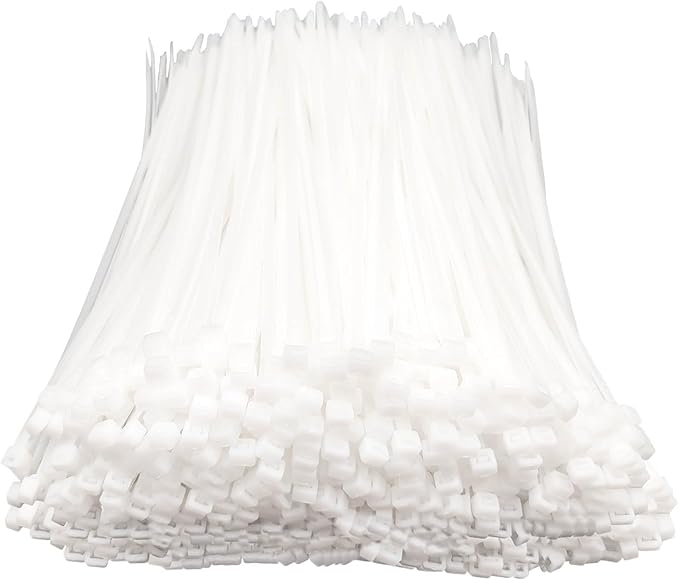 White Zip Ties 8 Inch (1000 pack), Clear, 50lb UV Resistant Cable Ties Used For Wire Management And Handicraft Production, by Boacua