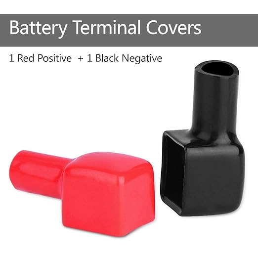 Marine Battery Terminal Covers, Flexible Soft Plastic Red & Black Positive and Negative, Marine Battery Boots, Universal Fit for Boats, RVs, Motorcycles, Carts, and Generators