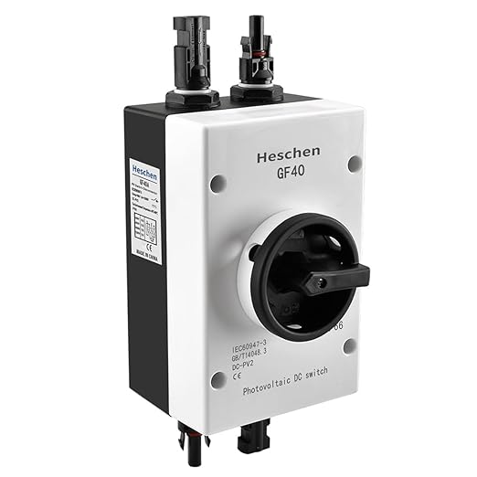 Heschen Photovoltaic DC Isolator Solar Switch, GF40, 32A 1200VDC, 4P, IP66 Solar Combiner Box, for Off/On Grid Solar Systems, Solar Panel Solar Power System RV