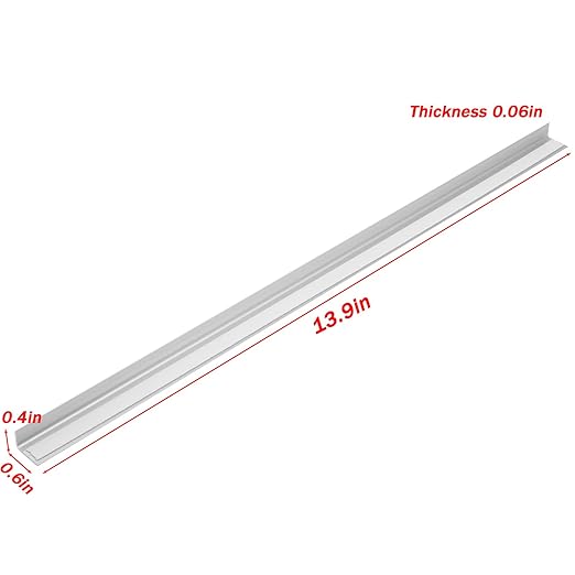 LC LICTOP Aluminum Angle Stock, Metal Corner Guards, Peel and Stick L Shaped Wall Door Frame, Cabinet Protectors Edge Trim Molding, 13.9in L x 0.4in-0.6in W x 0.07in T, 4Pcs Silver