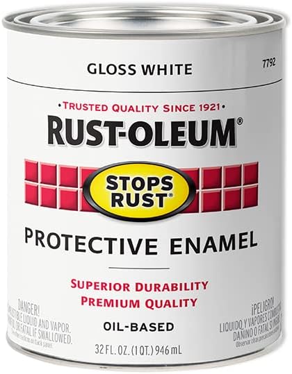 Rust-Oleum 7792502 Stops Rust Brush On Paint, Quart, Gloss White, (Pack of 1)
