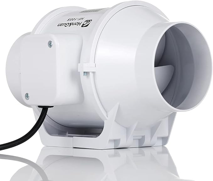 Quiet 4" Inline Duct Fan, 100CFM White Extractor Fans with 2 Speed, Ventilation Exhaust Blower Fans with Efficient Quiet Motor Mixed Flow Ventilation System for Ducting, Vents, Bathroom, Kitchen
