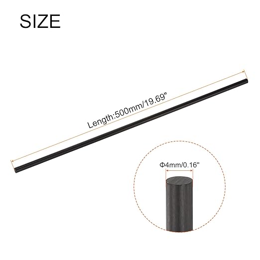 MECCANIXITY Carbon Fiber Rod, 4mm x 500mm Carbon Rod Bar for RC Plane DIY Craft Kite Wing Tube Quadcopter Arm Repair Pack of 5
