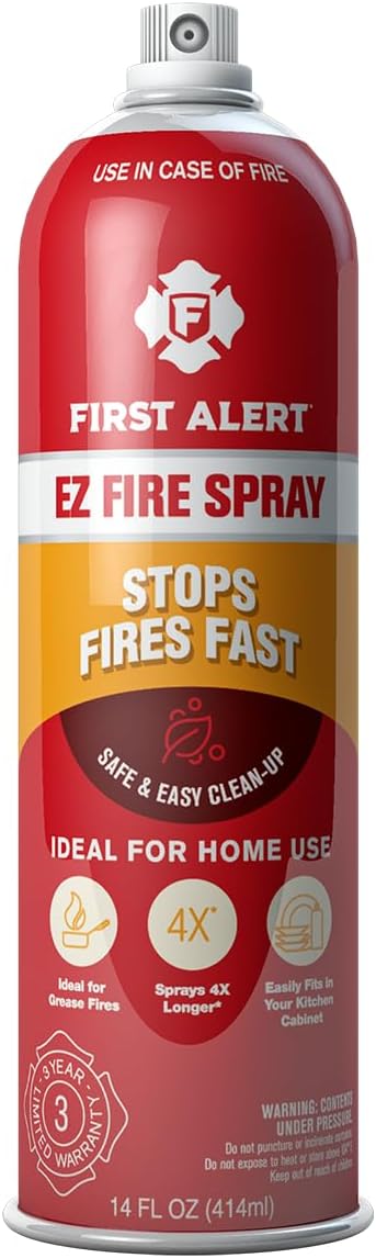 First Alert KITCHEN5 Fire Extinguisher & EZ Fire Spray, Extinguishing Aerosol Spray, Combo Pack