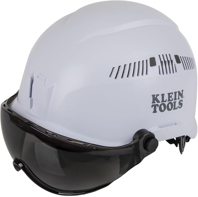 Klein Tools VISORGRAY Gray Visor for Hard Hat and Safety Helmet, Low Profile, Impact Rated, Anti Fog, Scratch Resistant, Flip-Up, UV Protection