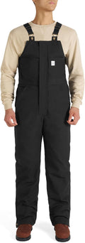HISEA Men's Insulated Bib Overalls, Winter Water Resistant Duck Canvas Overall, Loose Fit Utility Workwear for Cold Weather