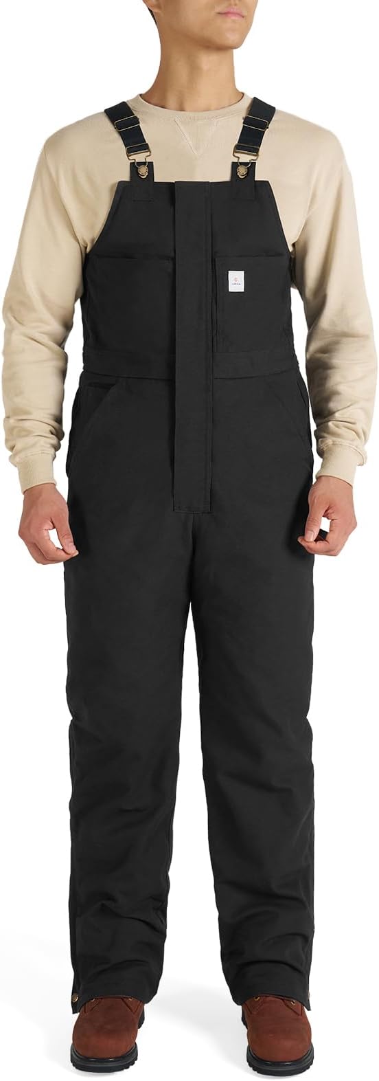 HISEA Men's Insulated Bib Overalls, Winter Water Resistant Duck Canvas Overall, Loose Fit Utility Workwear for Cold Weather