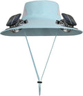 Men Women Wide Brim Sun Hats with 2 Solar Fan Waterproof Breathable Bucket Hat Outdoor Fishing Hat for Hiking Camping