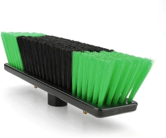 11" Nylon Bristle Brush Head for Superlite Water Fed Poles, Firm Bristles with 2 Brass Nozzles, Fits Standard Threaded Poles for High Reach Window and Solar Panel Cleaning, Spotless Clean