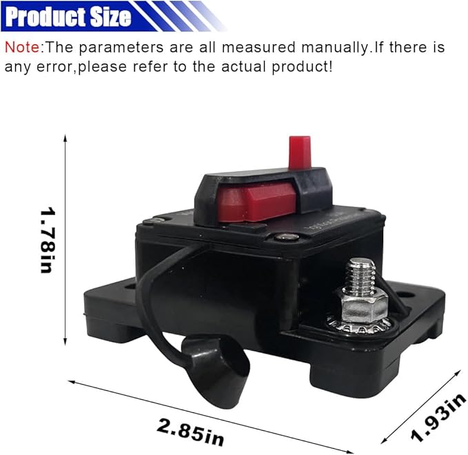60Amp Circuit Breaker, DC 12V-48V Waterproof Inline Fuse with Manual Reset Switch, for Boat Trolling Motor Stabilizer Marine ATV Solar System Stereo Audio Trailer Vehicles Electronic Battery