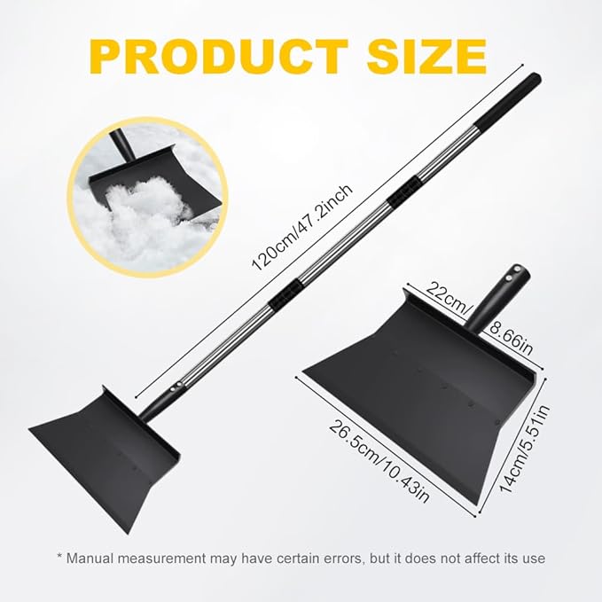 Ice Scraper Heavy Duty, 2026 New Snow Shovel, Ice Chopper for Driveway, 53 inch Flat Floor Cleaning Scraper with Adjustable Handle, Gardening Spade Shovel for Driveway, Weed Removal, Garden (1 Pcs)