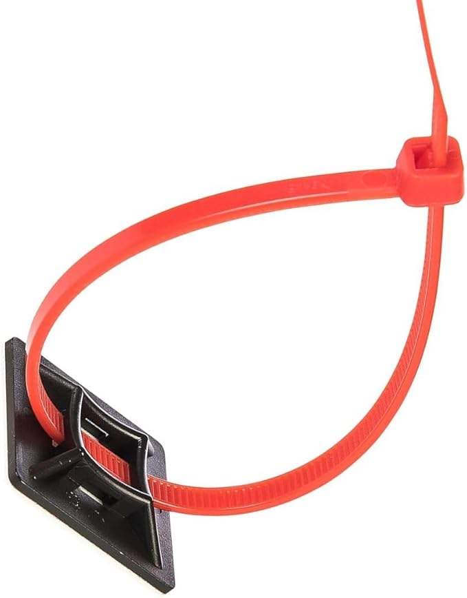 GTSE 100 Pack Black Zip Tie Mounts, 1" Adhesive Mounting Squares, Cable Tie Mount, Cable Clips Organizer Holders, Zip Tie Anchor for Wire Bundles, UV Resistant Tie Wrap Bases