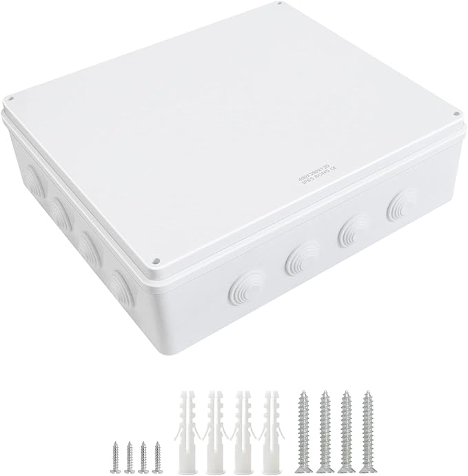 LeMotech ABS Plastic Dustproof Waterproof IP65 Junction Box Universal Electrical Project Enclosure White 15.7 x 13.8 x 4.7 inch (400 x 350 x 120 mm)