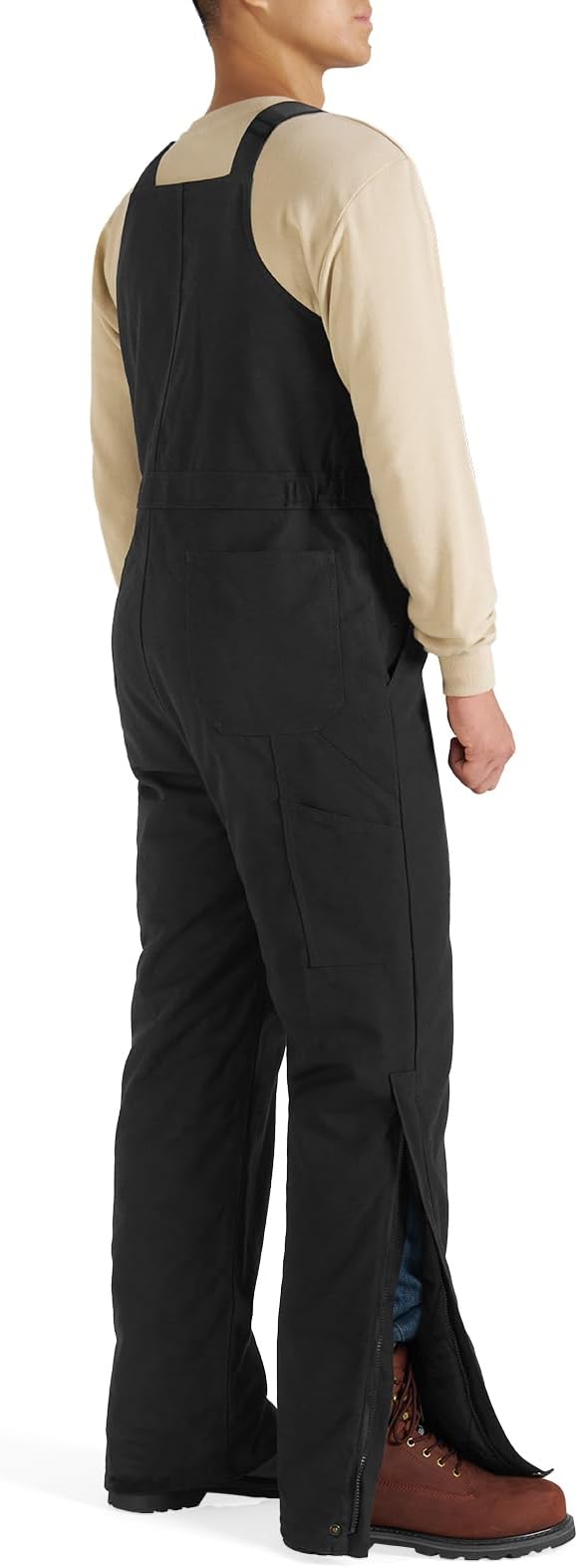 HISEA Men's Insulated Bib Overalls, Winter Water Resistant Duck Canvas Overall, Loose Fit Utility Workwear for Cold Weather