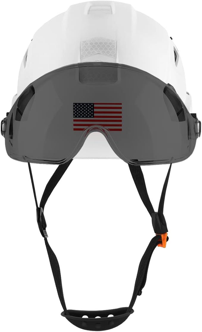 GREEN DEVIL Safety Helmet Hard Hat with Visor Chinstrap Adjustable Lightweight Vented ABS Work Helmet for Men and Women 6-Point Suspension ANSI Z89.1 Approved Ideal for Industrial & Construction