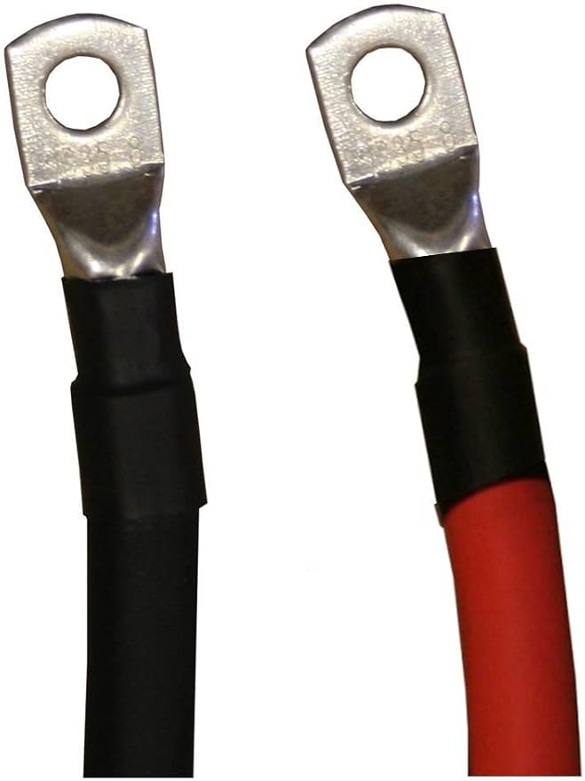 8 AWG Gauge Red + Black Pure Copper Battery Inverter Cables Solar, RV, Car, Boat (5 ft., 3/8 in. + 5/16 in. lugs)