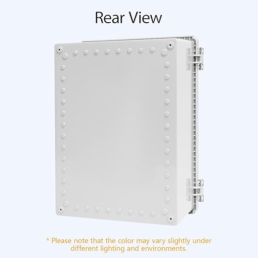 LeMotech Electrical Box, IP67 Waterproof Hinged Clear Cover Stainless Steel Latch Junction Box, ABS Plastic Electrical Enclosure with Mounting Plate,Wall Brackets, Cable Glands,15.7"x11.8"x7.0",Grey