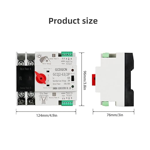 2P 63A 110V Dual Power Automatic Transfer Switch Dual Power Generator Changeover Switch Dual Power Automatic Transfer Switch Din Rail Type 50HZ/60HZ