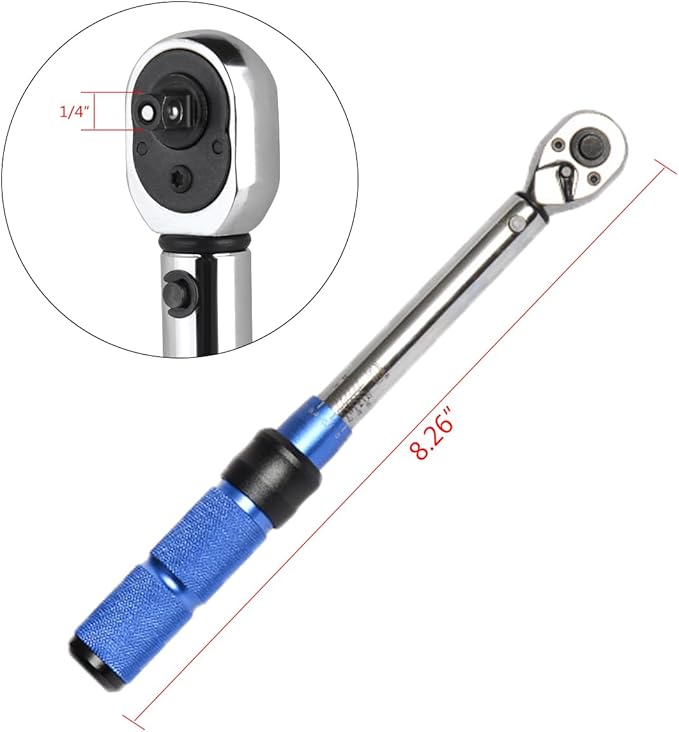 COTOUXKER Bike Torque Wrench Set, 1/4 Inch Drive Torque Wrench 2 to 24 Nm Bicycle Tool Kit for MTB Mountain Road Bikes with Allen Key, Torx Sockets, Extension Bar