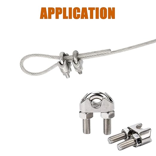 ISPINNER 25pcs Stainless Steel Wire Rope Cable Clip Clamp Assortment Kit 1/16" 1/8" 3/16" 1/4"