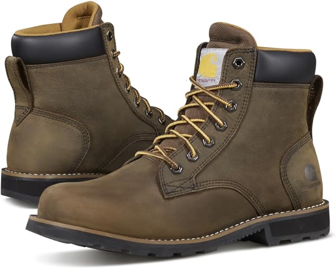 Carhartt Frontier Men's 6" Leather Soft Toe Work Boot, Safety Slip Resistant and Waterproof