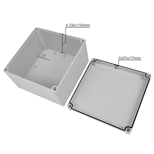 Junction Box，7.9"x 7.9"x 5.1" Outdoor Electrical Box with Mounting Plate, IP67 Dustproof Waterproof ABS Plastic Project Box, DIY Electrical Enclosure Gray (200x 200x 130 mm)