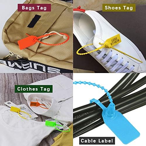 100 Pcs Plastic Tamper Seals Fire Extinguisher Tags,Pull-Tite Security Retail Anti-Theft Self-Locking Shoe Tag,Anti-Tamper Disposable Plastic Seals 250mm Length (Red)