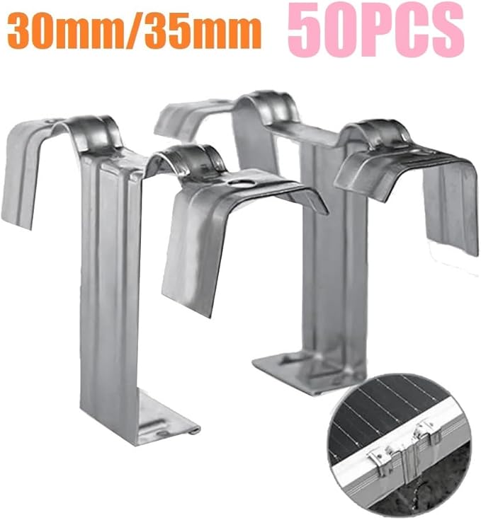50PCS 35mm Solar Panel Photovoltaic Water Guide Clip Stainless Steel Deflector Mud Drain Button Water Redirection Clips