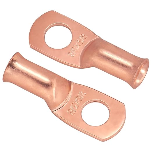 6pcs 2/0 Awg(00 Guage) - 3/8" (M10) Sanuke Wire Lugs Ring Terminal Connectors Ends Heavy Duty for Battery Cable Lug Wire Electrical Eyelets with 3:1 Dual Wall Adhesive Heat Shrink