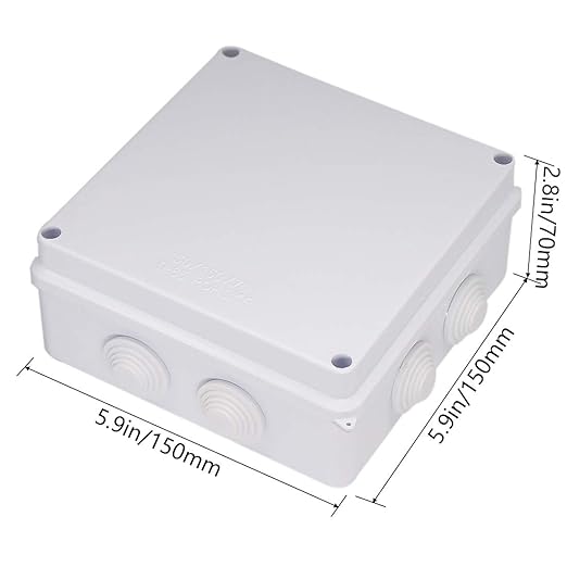 Zulkit Junction Box ABS Plastic Dustproof Waterproof IP65 Universal Electrical Boxes Project Enclosure White 5.9 x 5.9 x 2.8 inch (150 x 150 x 70mm)