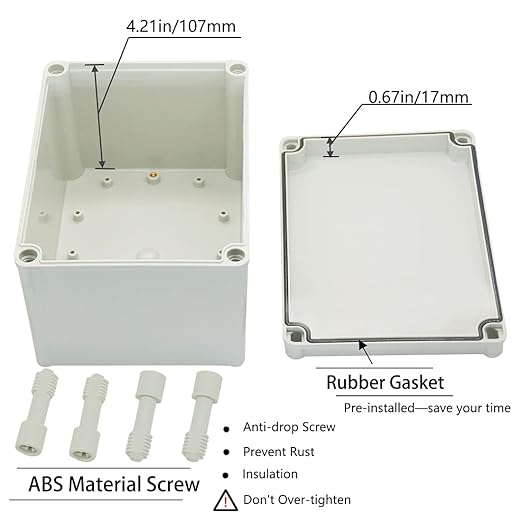 Zulkit Junction Box ABS Plastic Dustproof Waterproof IP67 Junction Boxes Universal Electrical Project Enclosure DIY Electronic Project Box Grey 7.87 x 5.91 x 5.12 inch (200 x 150 x 130 mm)