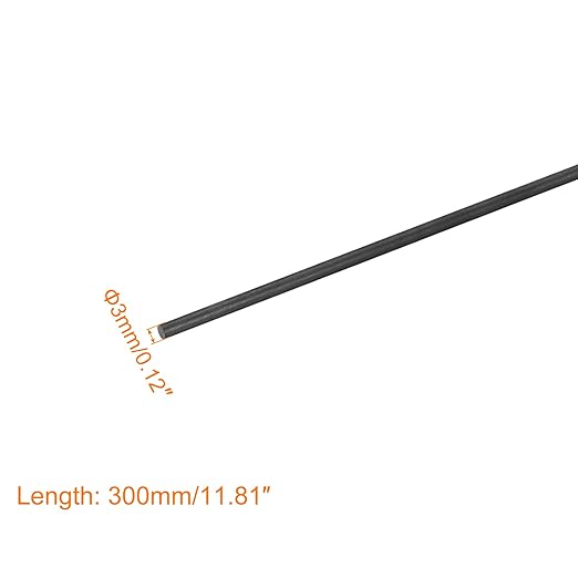 MECCANIXITY Carbon Fiber Rod, 3mm x 300mm for RC Plane DIY Tool Wing Tube Quadcopter Arm, Pack of 6