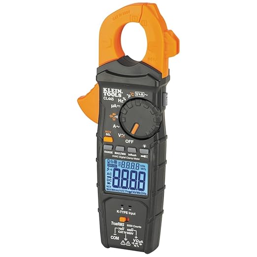 Klein Tools CL445 HVAC Clamp Meter, Auto-Ranging TRMS, NCVT, Measures Voltage, Current, Temperature, Micro Amps, InRush and More