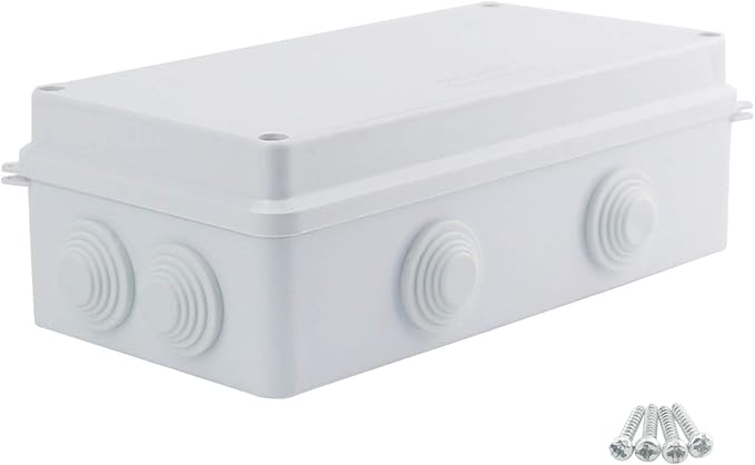 Sunnyglade ABS Plastic Electrical Junction Box IP65 Waterproof Universal Outlet Box Durable Outdoor Electrical Gang Box White （7.9 x 3.9 x 2.8 inch）