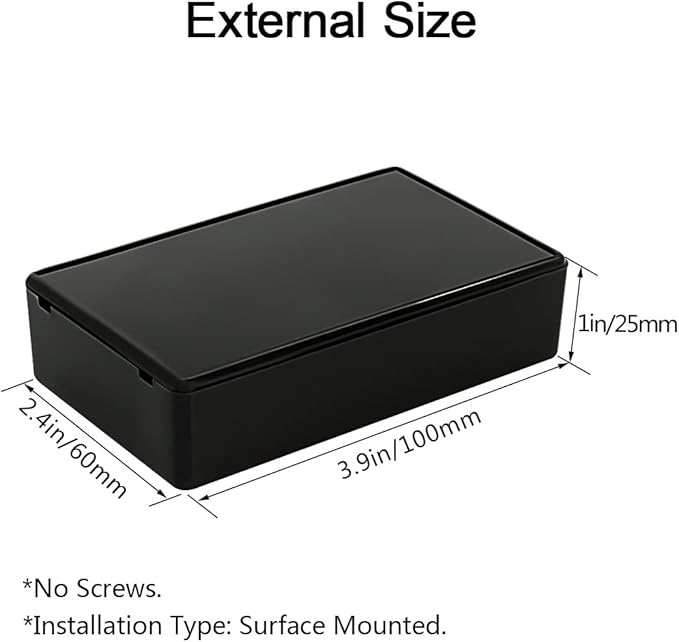 LeMotech 5Pcs ABS Plastic Electrical Project Case Power Junction Box, Project Box Black 3.9 x 2.4 x 1.0 inch (100 x 60 x 25 mm)
