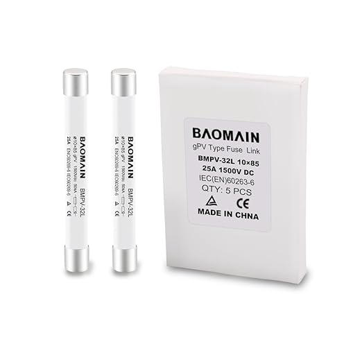 Baomain 5-Pack gPV Solar PV Fuse 25A 1500V DC, 10x85mm, 50kA Breaking Capacity, CE Listed for Photovoltaic Systems, Combiner Boxes (25 Amp.)
