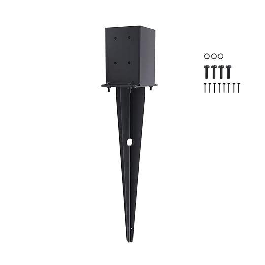 1 Pcs 4"x4" Fence Post Anchor Ground Spike,(Internal 3.6"x3.6"),Metal Post Stake Ground 22" with Black Powder-Coated,Fence Stakes Post Base for Deck,Fence,Porch,Railing,Mailbox