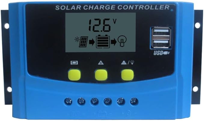 40A LCD Display Solar Charge Controller 3S 6S Lithium ion 4S 8S Lifepo4 Lead Acid Battery Charging Regulator Parameter Adjustable with Dual 5V USB
