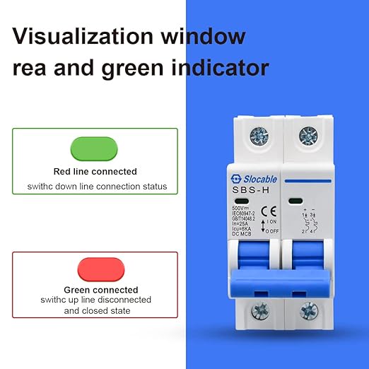 DC Miniature Circuit Breaker 2 Poles 500V 16A 25A 32A 63A Isolator for Solar PV System, Thermal Magnetic Trip, DIN Rail Mounting (25A)