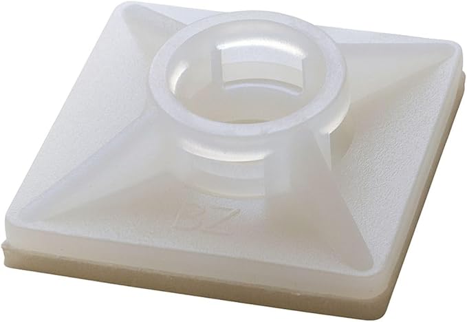 GTSE 100 Pack White Zip Tie Mounts, 3/4" Adhesive Mounting Squares, Cable Tie Mount, Cable Clips Organizer Holders, Zip Tie Anchor for Wire Bundles, UV Resistant Tie Wrap Bases