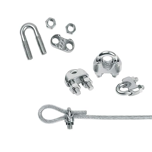 60Pcs M3 Stainless Steel Wire Rope Cable Clip clamp M3 Stainless Steel Thimble M3 Aluminum Crimping Loop Sleeve for 1/8 inch Wire Rope Cable（3 Styles, 20PCS Each）