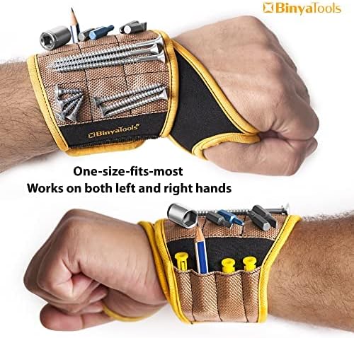 Magnetic Wristband for Tools Gift for Him Magnet Screw Holder Wrist Support Keeps Screws Nails Drill Bits Handy Unique Tool Gadgets for Men's & Dad (Coyote Brown)