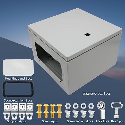 IP66 Waterproof & Dustproof Electrical Junction Box,12 * 12 * 8 Inch Metal Electrical Box with Lock and Mounting Plate for Indoor & Outdoor Use(300 * 300 * 200mm)