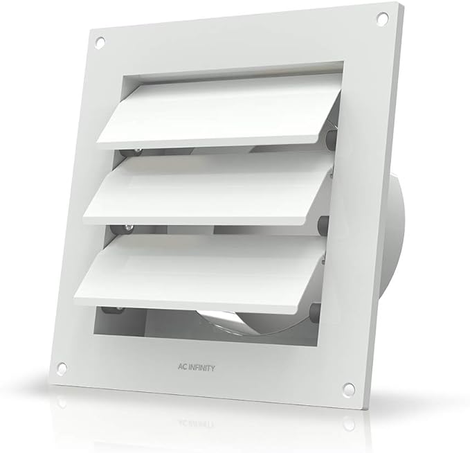 AC Infinity Wall Mount Duct Shutter, 6” Outdoor Louver Gable Vent Hood for Home Attic Grow Tent HVAC Systems