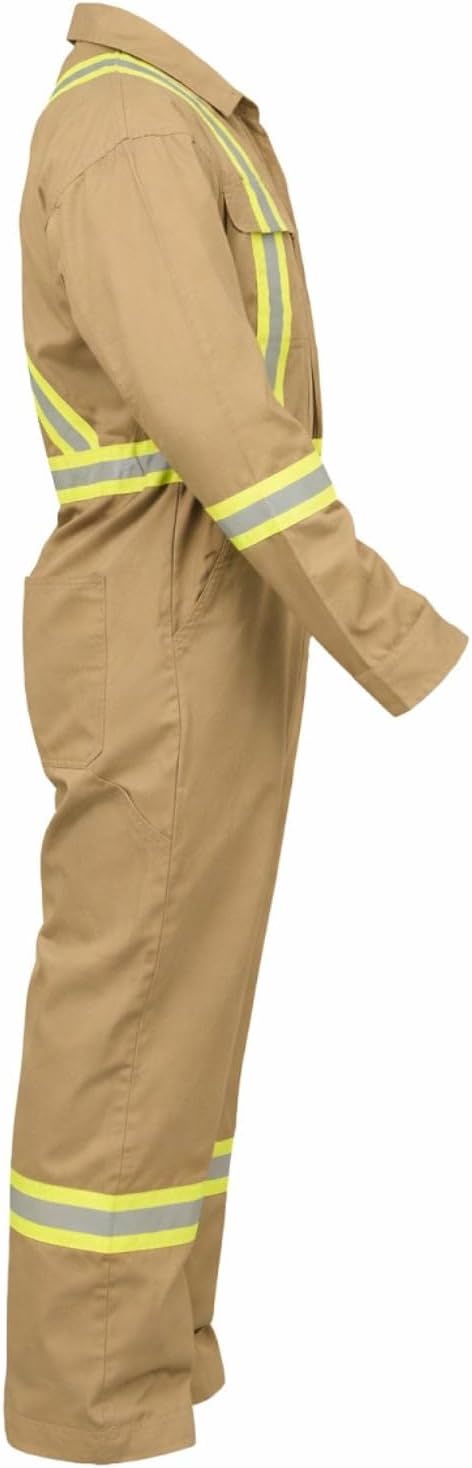 Just In Trend Safety Hi Vis Coverall with Leg Zipper – 100% Cotton, 7 oz