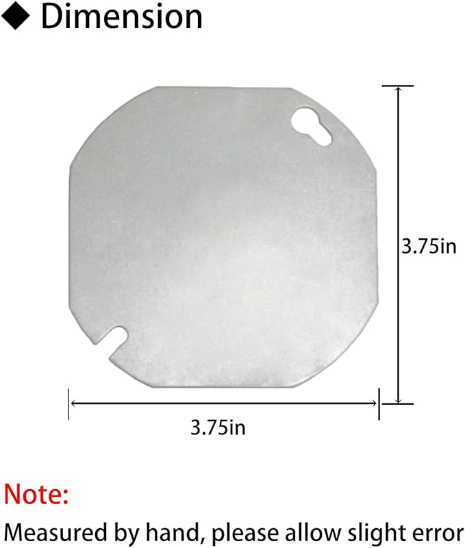4 Packs Octagon Electrical Box Cover, Galvanized Steel Metal Junction Box Covers, Blank Flat Outlet Box Cover for 4 inch Octagonal Box