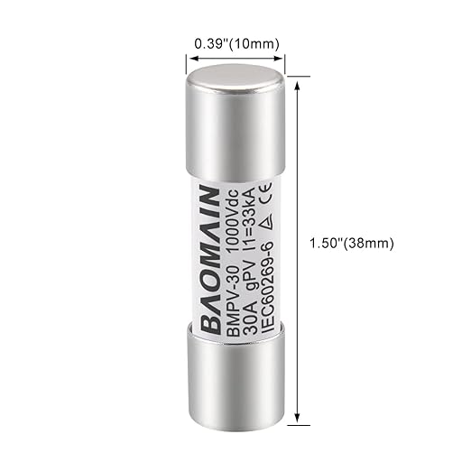 Baomain 10-Pack gPV Solar PV Fuse 30A 1000V DC, 10x38mm, 33kA Breaking Capacity, CE Listed for Photovoltaic Systems, Combiner Boxes (30 Amp.)