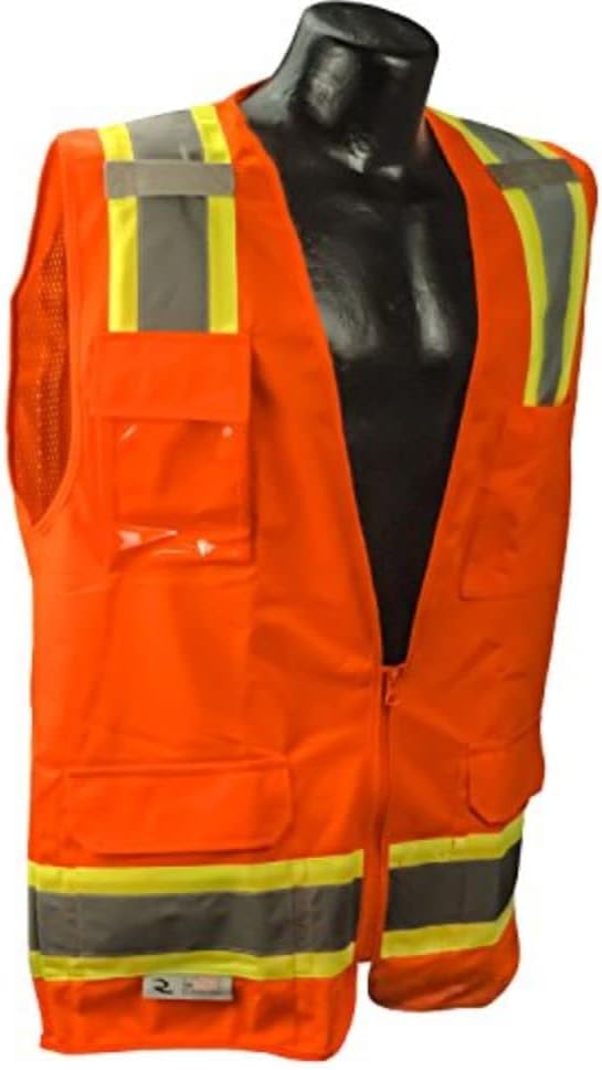 Radians SV6O3X Two Tone Surveyor Class 2 Safety Vest, 3X-Large, Orange