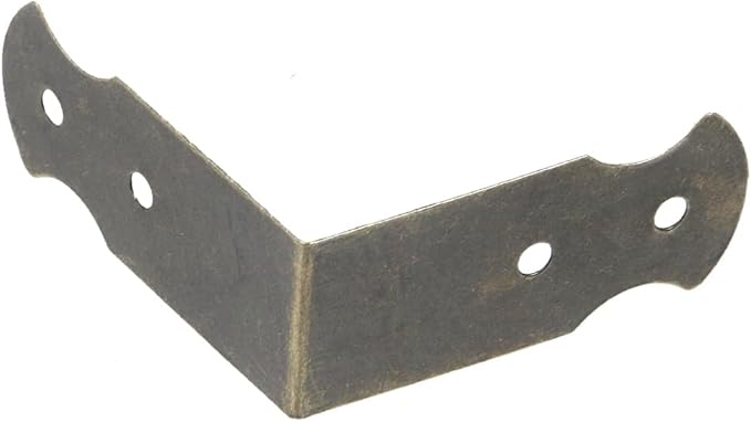 Geesatis 1.6" X 0.7" Right Angle Decorative Corner Protector Box Edge Cover Bracket, with Mounting Screws, Iron, Bronze,Set of 50